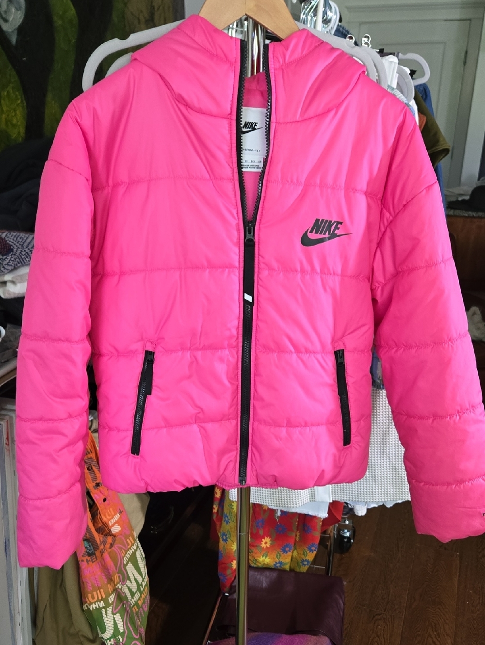 Nike Med.' Pink Puffer Jacket with Hood 17 To 20 P 24 L